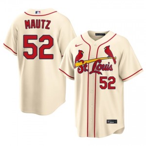 Men Brycen Mautz #52 Cream Stitched Jersey | Cardinals Durable Baseball Gear 56150079