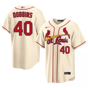 Cream Hunter Dobbins #40 Cardinals Baseball Stitched Jersey | Original Men Fit 56150031