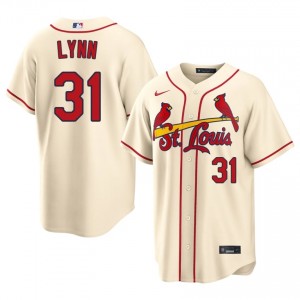 Men Lance Lynn #31 Cream Stitched Jersey | Cardinals Durable Baseball Gear 56150349