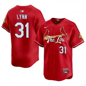 Red Lance Lynn #31 Cards Baseball City Connect Embroidery Jersey | Iconic Men Fit 56149961
