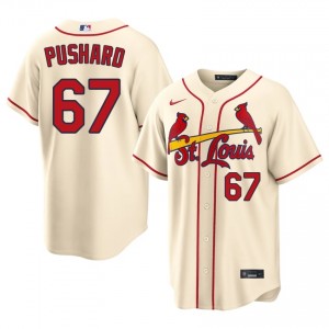 Men Matthew Pushard #67 Cream Stitched Jersey | Cardinals MLB Baseball Gear 56150109