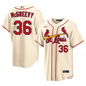 Cream Michael McGreevy #36 Cardinals Baseball Stitched Jersey | MLB Men Fit 56150091