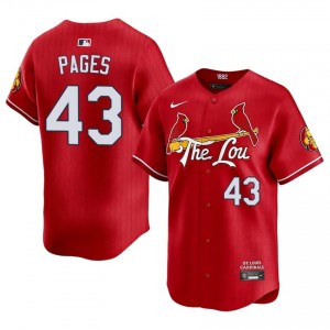 #43 Pedro Pages Iconic Men City Connect Baseball Jersey | Cards Red Fan Gear 56149637