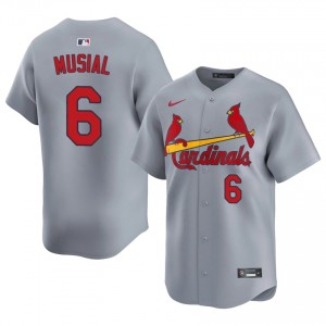 Gray Stan Musial #6 St. Louis Cardinals Baseball Embroidery Jersey | Classic Men Fit 56149826