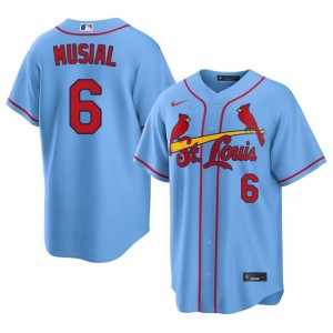 #6 Stan Musial Fresh Men Baseball Jersey | St. Louis Cardinals Light Blue Fan Gear 56150282