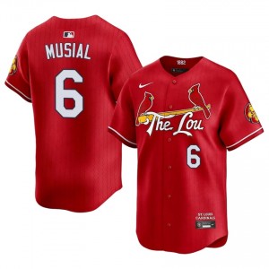 Men Stan Musial #6 Red City Connect Embroidery Jersey | Cards Professional Baseball Gear 56149829