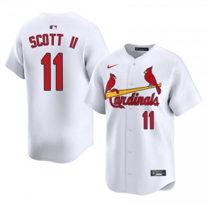 Men Victor Scott II #11 White Stitched Jersey | Cardinals Original Baseball Gear 56149779