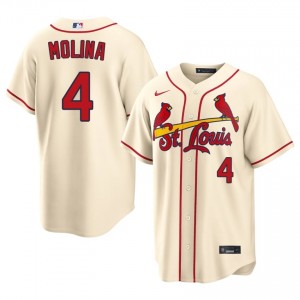#4 Yadier Molina Durable Men Baseball Jersey | Cardinals Cream Fan Gear 56150277
