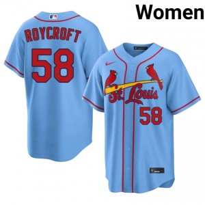 Women Chris Roycroft #58 Light Blue Sewn Jersey | STL Genuine Baseball Gear 56150134