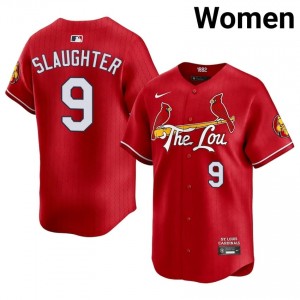 Enos Slaughter #9 Cardinals City Connect Baseball Jersey | Original Women Red Stitched Edition 56149905