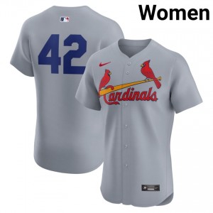Gray Jackie Robinson Day #42 STL Baseball Sewn Jersey | Officially Licensed Women Fit 56149996