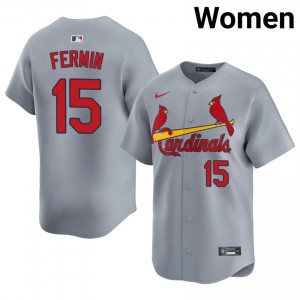 Women Jose Fermin #15 Gray Stitched Jersey | St. Louis Authentic Baseball Gear 56149674