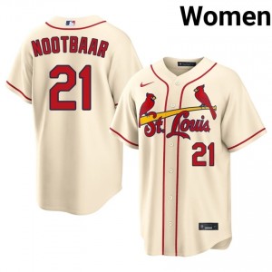 Lars Nootbaar #21 Cards Baseball Jersey | Exclusive Women Cream Embroidery Edition 56150255