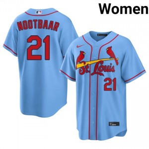 Women Lars Nootbaar #21 Light Blue Sewn Jersey | STL Gameday Baseball Gear 56150254
