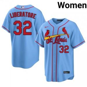 Women Matthew Liberatore #32 Light Blue Sewn Jersey | STL Gameday Baseball Gear 56150074