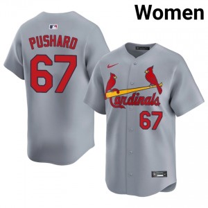 #67 Matthew Pushard Pro-Grade Women Baseball Jersey | St. Louis Gray Fan Gear 56149482