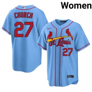 Officially Licensed Nathan Church #27 Light Blue Baseball Sewn Jersey | STL Women Collection Edition 56150248