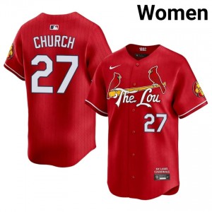 Red Nathan Church #27 Cardinals Baseball City Connect Stitched Jersey | Original Women Fit 56149761