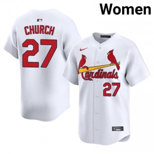 Women Nathan Church #27 White Sewn Jersey | STL Cardinals Licensed Baseball Gear 56149759