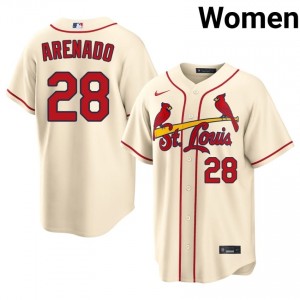 #28 Nolan Arenado Exclusive Women Baseball Jersey | Cards Cream Fan Gear 56150327