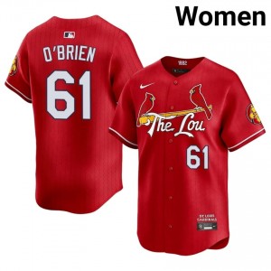 Red Riley O'Brien #61 Cardinals Baseball City Connect Stitched Jersey | MLB Women Fit 56149461