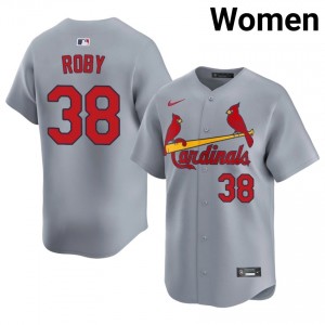 Gray Tekoah Roby #38 St. Louis Baseball Stitched Jersey | Elite Women Fit 56149506