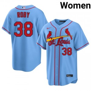 #38 Tekoah Roby Officially Licensed Women Baseball Jersey | STL Light Blue Fan Gear 56150122