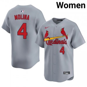 Authentic Yadier Molina #4 Gray Baseball Stitched Jersey | St. Louis Women Collection Edition 56149818