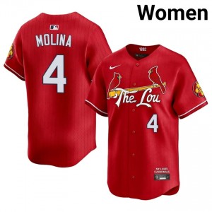 Red Yadier Molina #4 Cardinals Baseball City Connect Stitched Jersey | MLB Women Fit 56149821