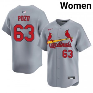 Yohel Pozo #63 St. Louis Baseball Jersey | Elite Women Gray Stitched Edition 56149650