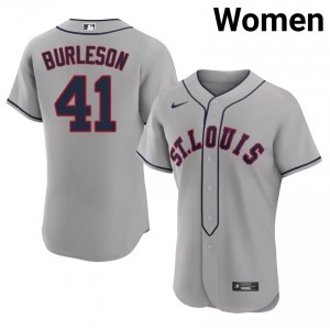 Women Alec Burleson #41 Grey Embroidery Jersey | St. Louis Cardinals Classic Baseball Gear 56149664