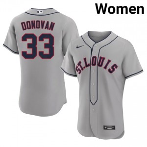 #33 Brendan Donovan Classic Women Baseball Jersey | St. Louis Cardinals Grey Fan Gear 56149952