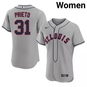Cesar Prieto #31 St. Louis Cardinals Baseball Jersey | Classic Women Grey Embroidery Edition 56149700