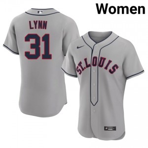 Women Lance Lynn #31 Grey Embroidery Jersey | St. Louis Cardinals Official Baseball Gear 56149964