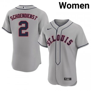 #2 Red Schoendienst Official Women Baseball Jersey | St. Louis Cardinals Grey Fan Gear 56149892