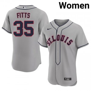 #35 Richard Fitts Official Women Baseball Jersey | St. Louis Cardinals Grey Fan Gear 56149352