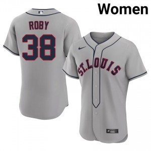Fresh Tekoah Roby #38 Grey Baseball Embroidery Jersey | St. Louis Cardinals Women Collection Edition 56149508