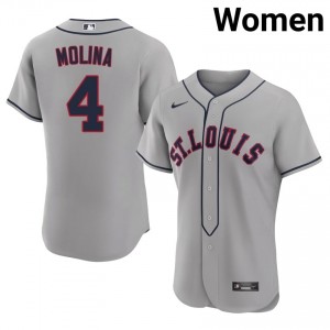 Yadier Molina #4 St. Louis Cardinals Baseball Jersey | Official Women Grey Embroidery Edition 56149820