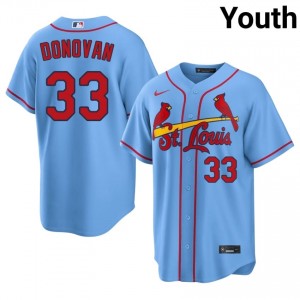 Light Blue Brendan Donovan #33 St. Louis Baseball Stitched Jersey | Pro-Grade Youth Fit 56150346