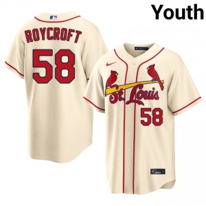 #58 Chris Roycroft Licensed Youth Baseball Jersey | STL Cardinals Cream Fan Gear 56150137