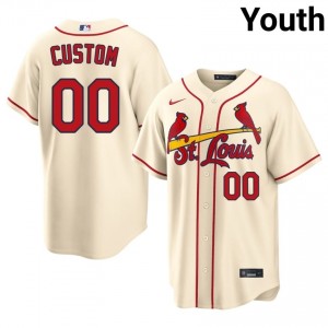 Youth Custom #00 Cream Stitch Jersey | STL Cardinals Replica Baseball Gear 56150359