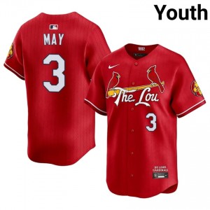 Red Dustin May #3 STL Cardinals Baseball City Connect Stitch Jersey | Replica Youth Fit 56149441