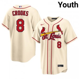 Licensed Jimmy Crooks #8 Cream Baseball Sewn Jersey | STL Cardinals Youth Collection Edition 56150173