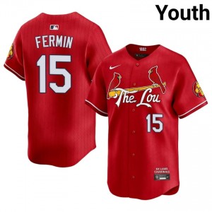 Red Jose Fermin #15 STL Cardinals Baseball City Connect Stitch Jersey | Premium Youth Fit 56149681