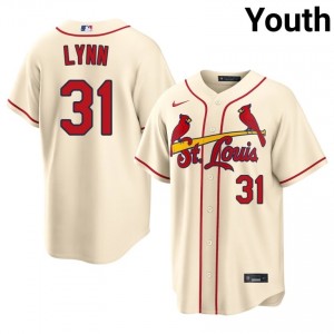 Licensed Lance Lynn #31 Cream Baseball Sewn Jersey | STL Cardinals Youth Collection Edition 56150353