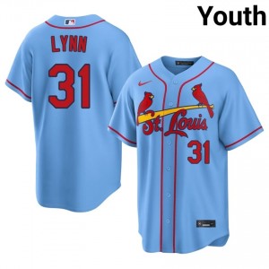 #31 Lance Lynn Elite Youth Baseball Jersey | St. Louis Light Blue Fan Gear 56150352
