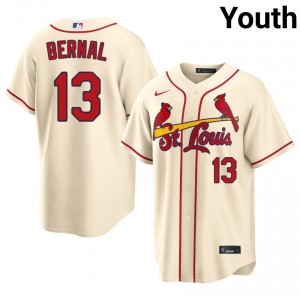 #13 Leonardo Bernal Premium Youth Baseball Jersey | STL Cardinals Cream Fan Gear 56150167