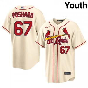Premium Matthew Pushard #67 Cream Baseball Stitch Jersey | STL Cardinals Youth Collection Edition 56150113