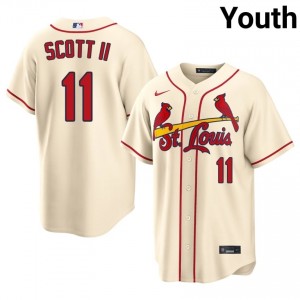 Licensed Victor Scott II #11 Cream Baseball Sewn Jersey | STL Cardinals Youth Collection Edition 56150263