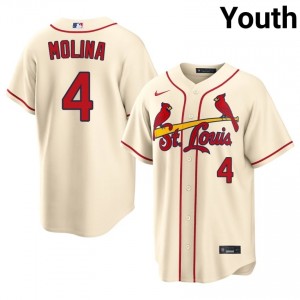 Cream Yadier Molina #4 STL Cardinals Baseball Sewn Jersey | Licensed Youth Fit 56150281